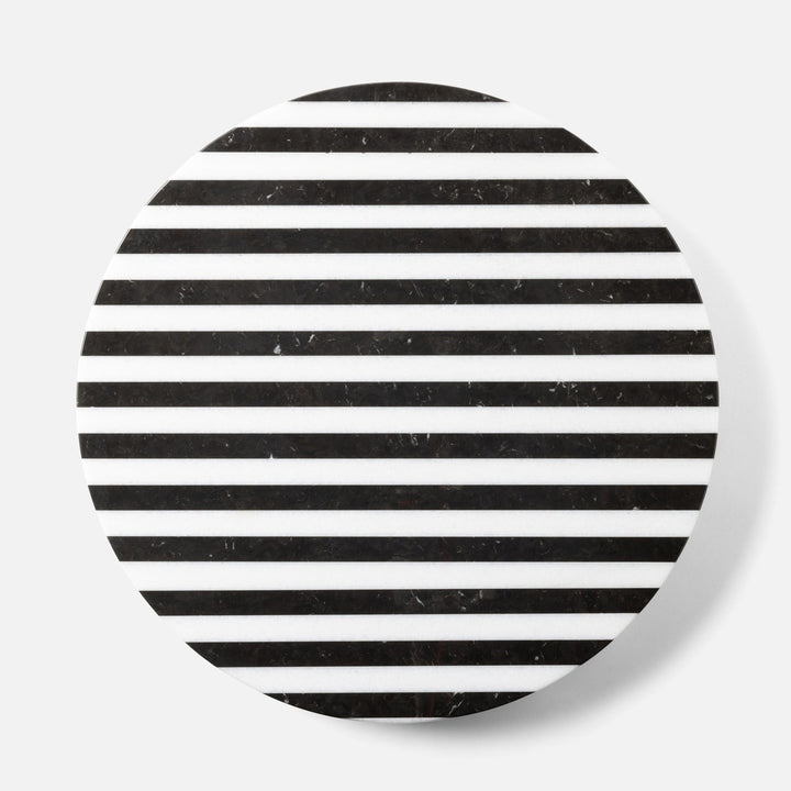 Marceau Black/White Striped Lazy Susan Marble 20"D