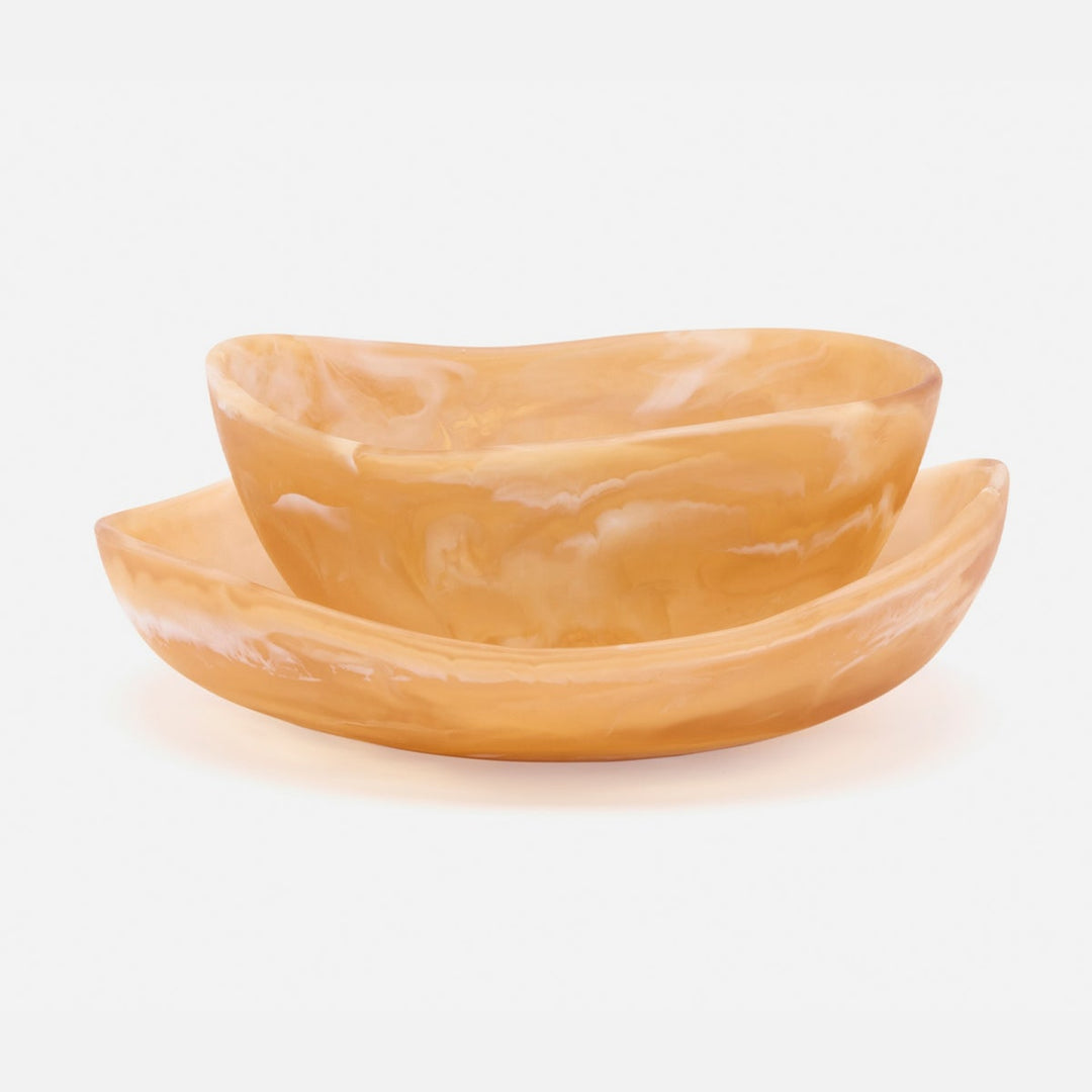 Mazzy Amber Swirled Serving Bowls Resin Set/2