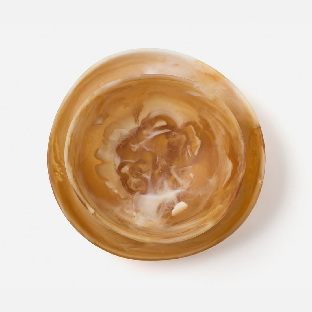 Mazzy Amber Swirled Serving Bowls Resin Set/2
