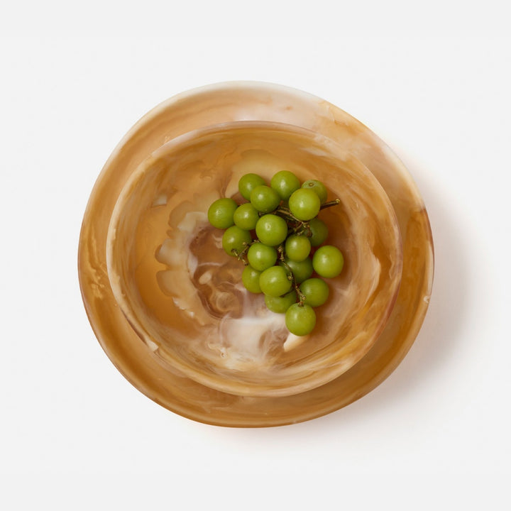 Mazzy Amber Swirled Serving Bowls Resin Set/2