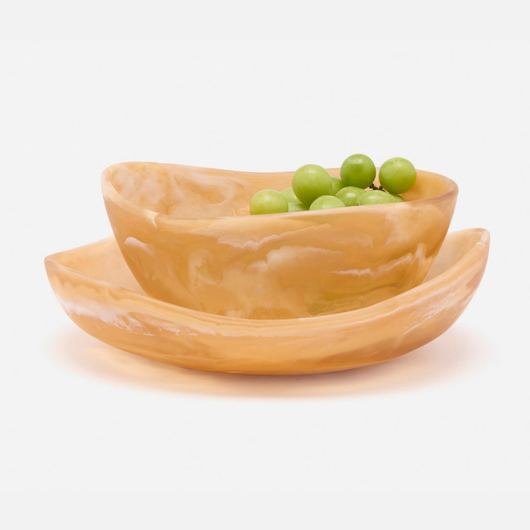 Mazzy Amber Swirled Serving Bowls Resin Set/2