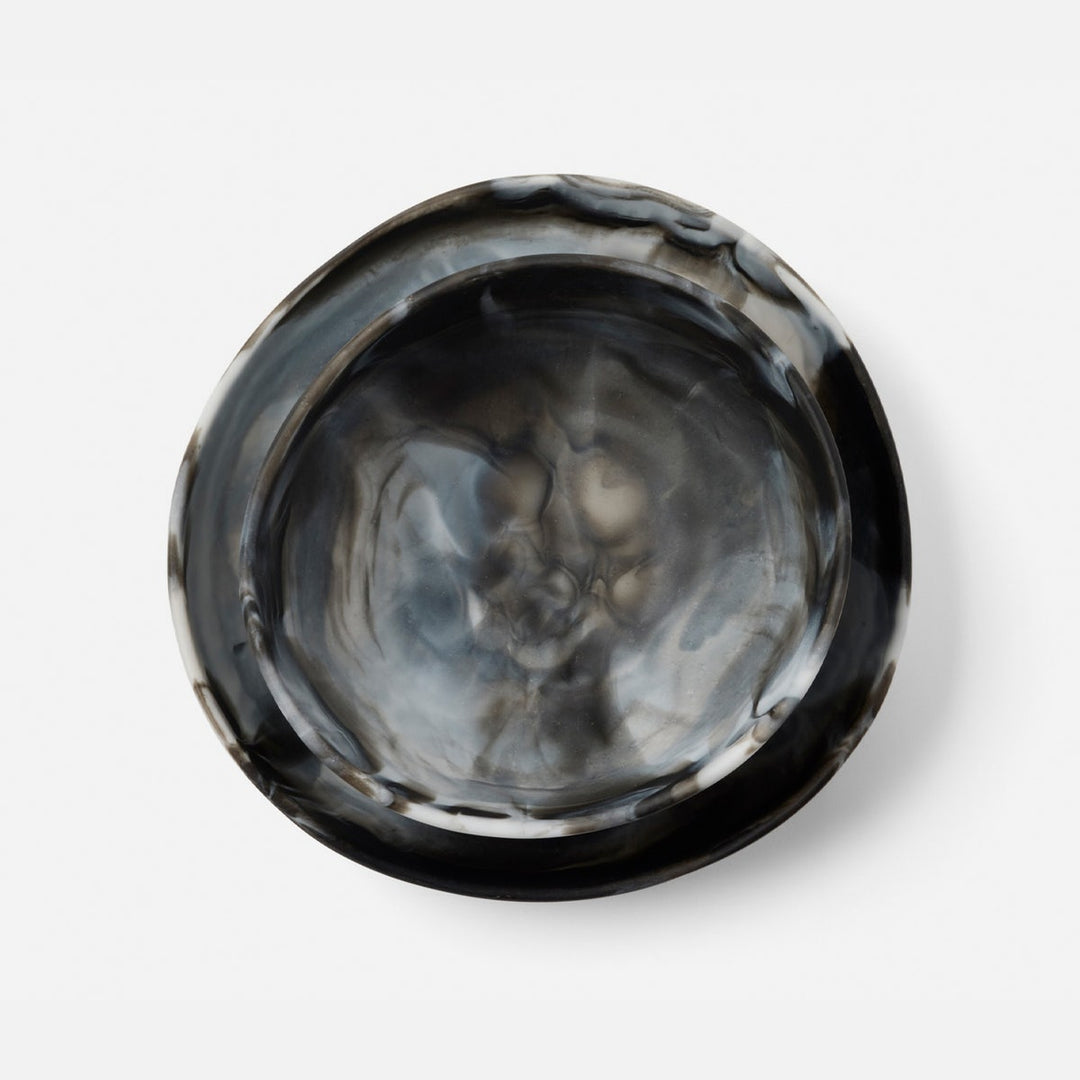 Mazzy Black Swirled Serving Bowls Resin Set/2