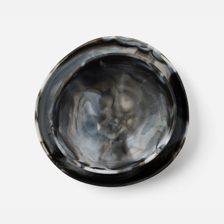 Mazzy Black Swirled Serving Bowls Resin Set/2