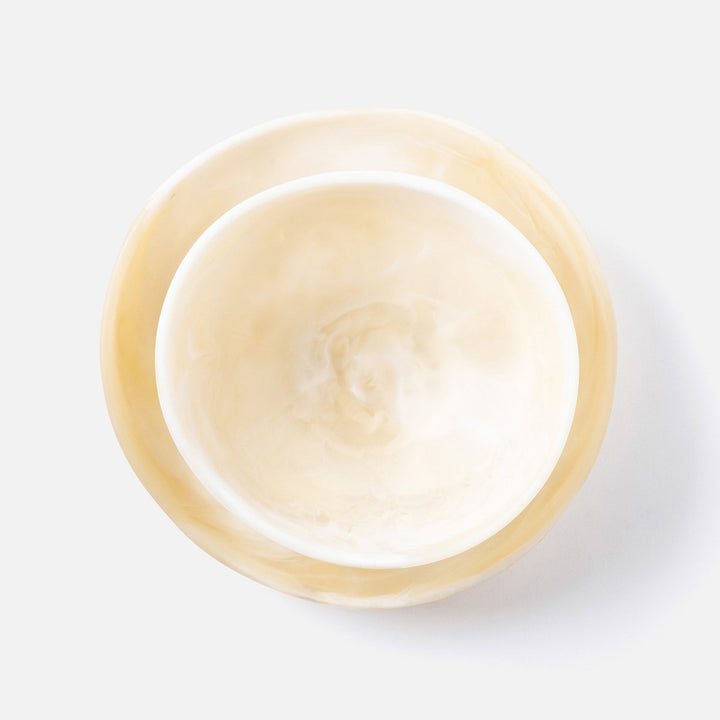 Mazzy Ivory Swirled Serving Bowls Resin Set/2