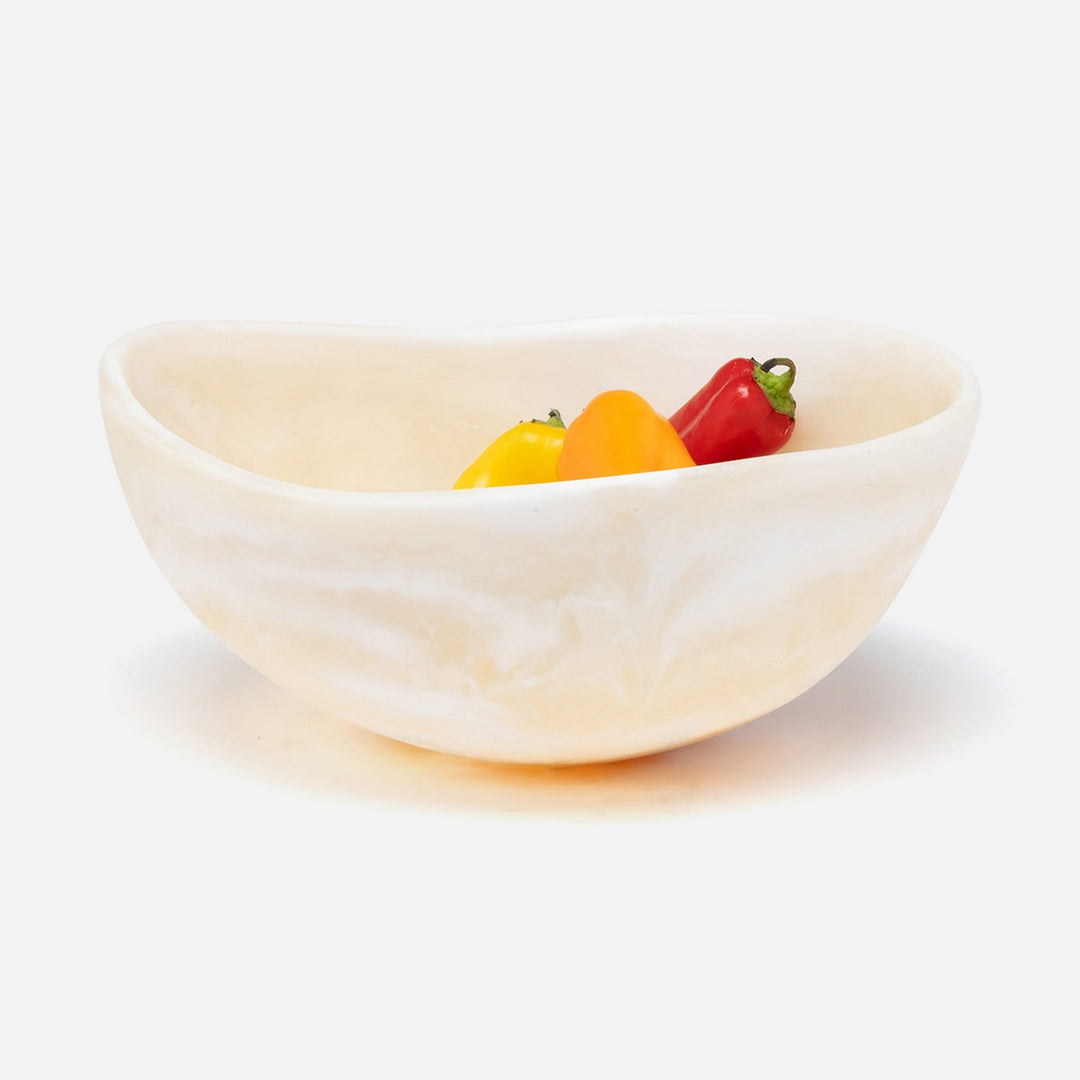 Mazzy Ivory Swirled Serving Bowls Resin Set/2