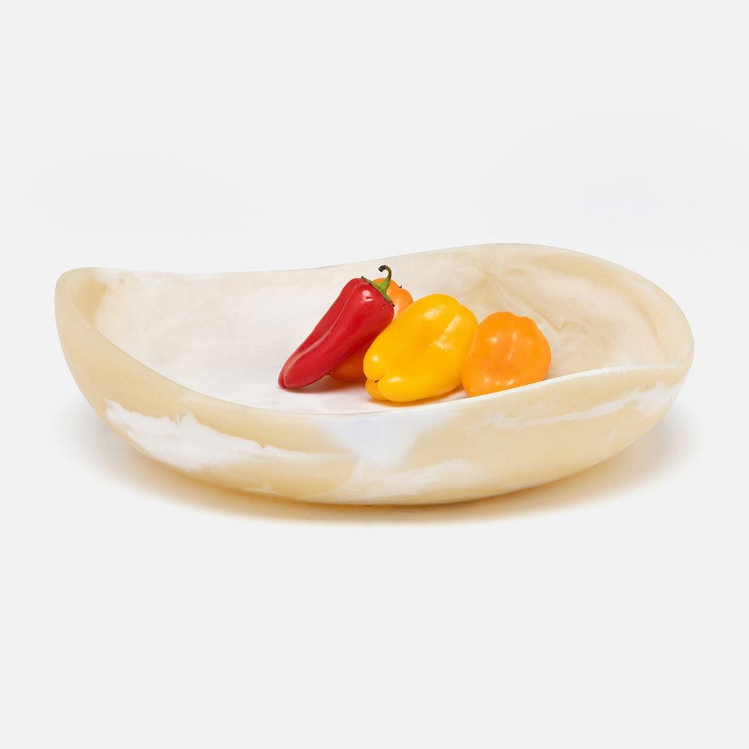 Mazzy Ivory Swirled Serving Bowls Resin Set/2