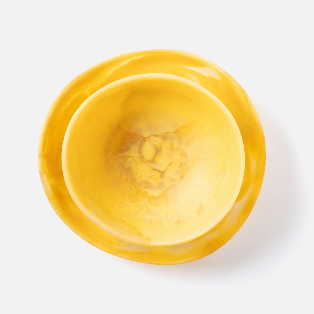 Mazzy Lemon Swirled Serving Bowls Resin Set/2