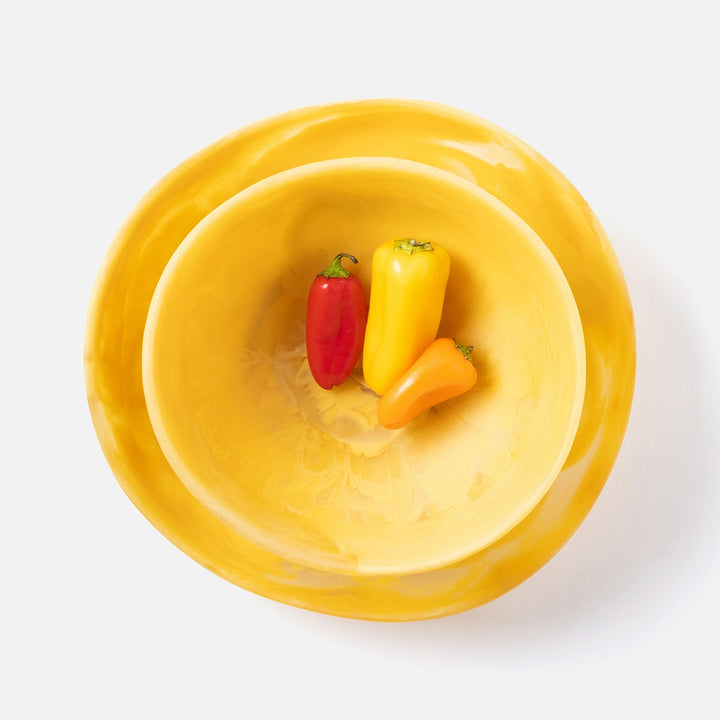 Mazzy Lemon Swirled Serving Bowls Resin Set/2