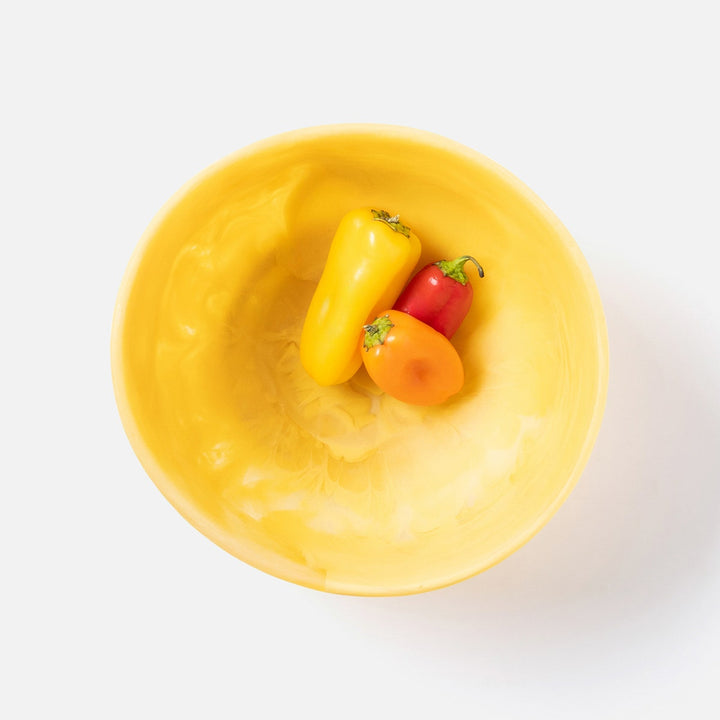 Mazzy Lemon Swirled Serving Bowls Resin Set/2