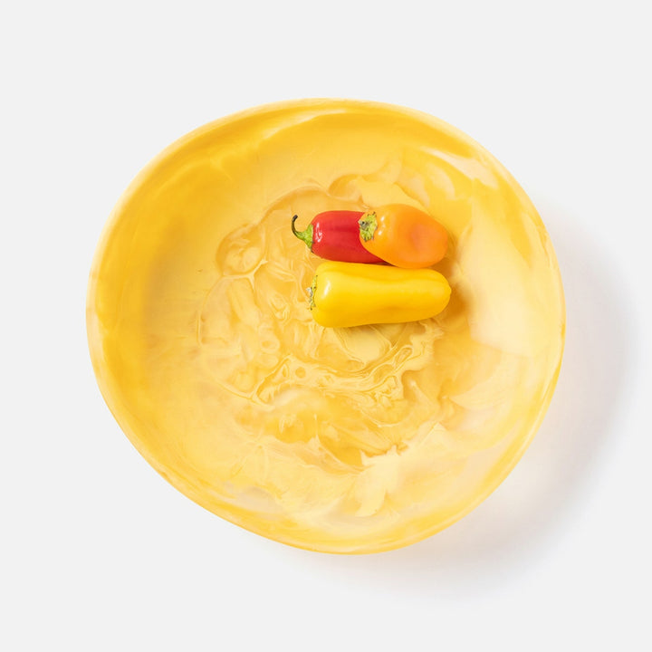Mazzy Lemon Swirled Serving Bowls Resin Set/2