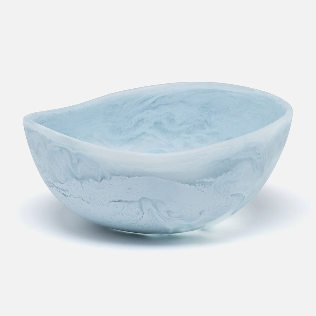 Mazzy Pastel Blue Swirled Serving Bowls Resin Set/2