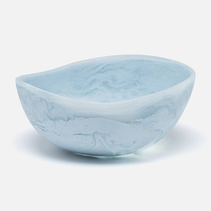 Mazzy Pastel Blue Swirled Serving Bowls Resin Set/2