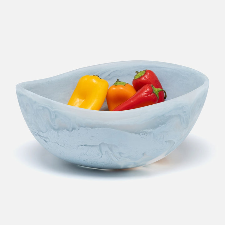 Mazzy Pastel Blue Swirled Serving Bowls Resin Set/2