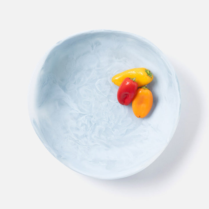 Mazzy Pastel Blue Swirled Serving Bowls Resin Set/2