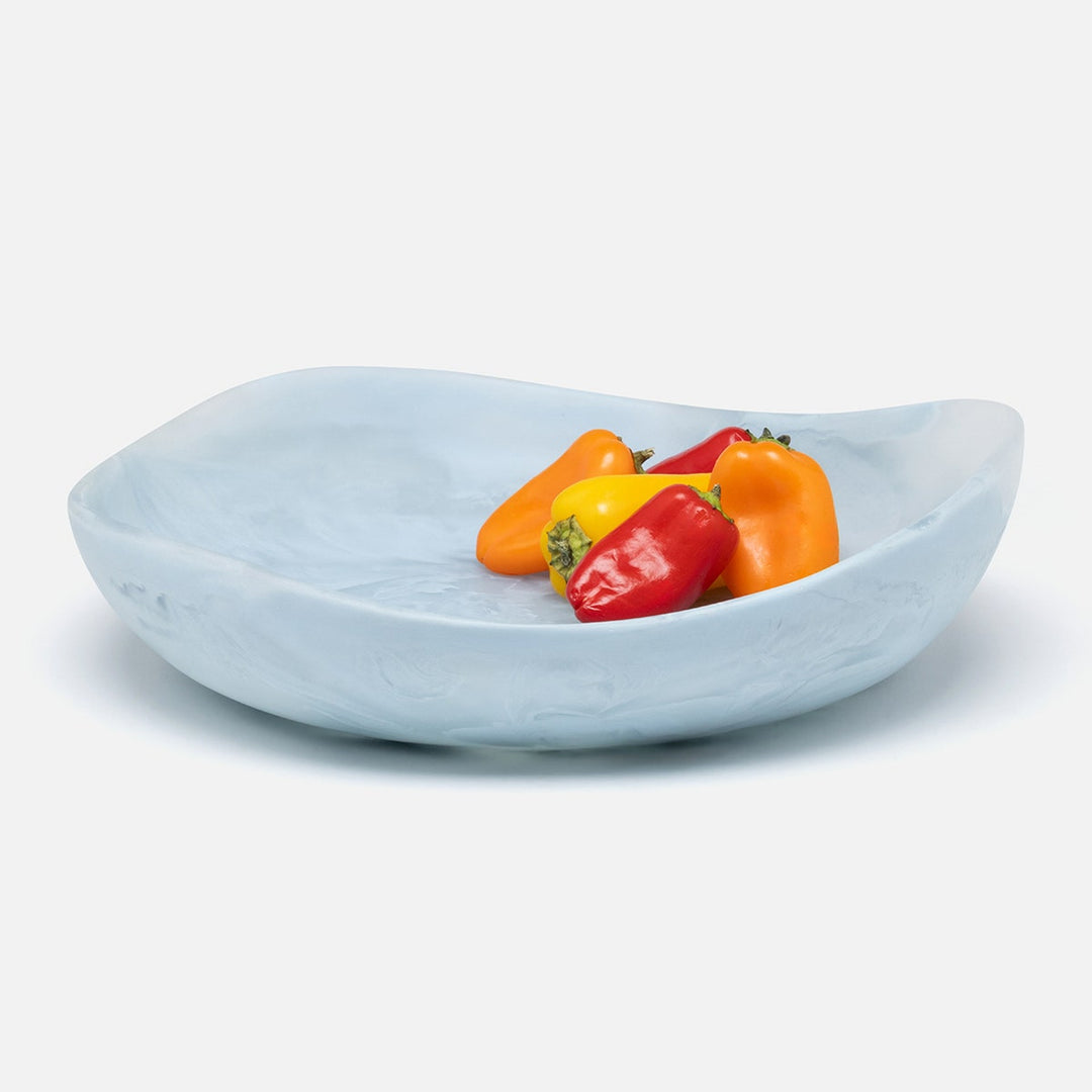 Mazzy Pastel Blue Swirled Serving Bowls Resin Set/2