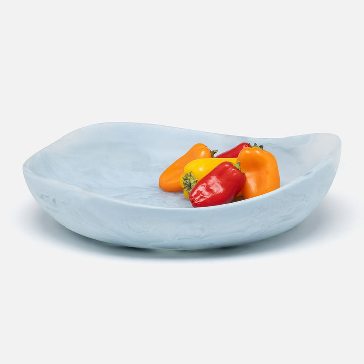 Mazzy Pastel Blue Swirled Serving Bowls Resin Set/2