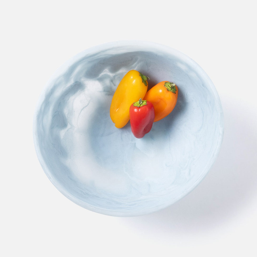 Mazzy Pastel Blue Swirled Serving Bowls Resin Set/2