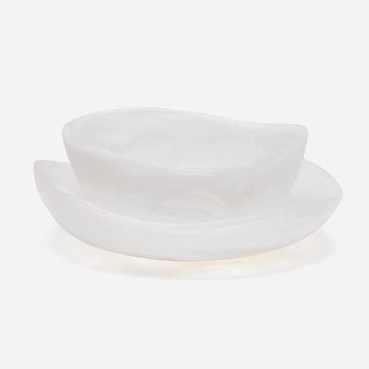Mazzy White Swirled Serving Bowls Resin Set/2