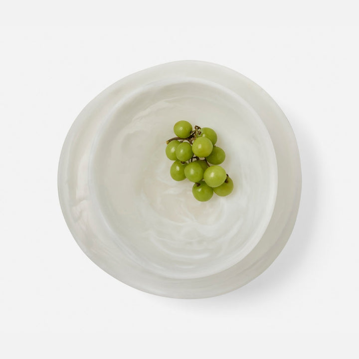 Mazzy White Swirled Serving Bowls Resin Set/2