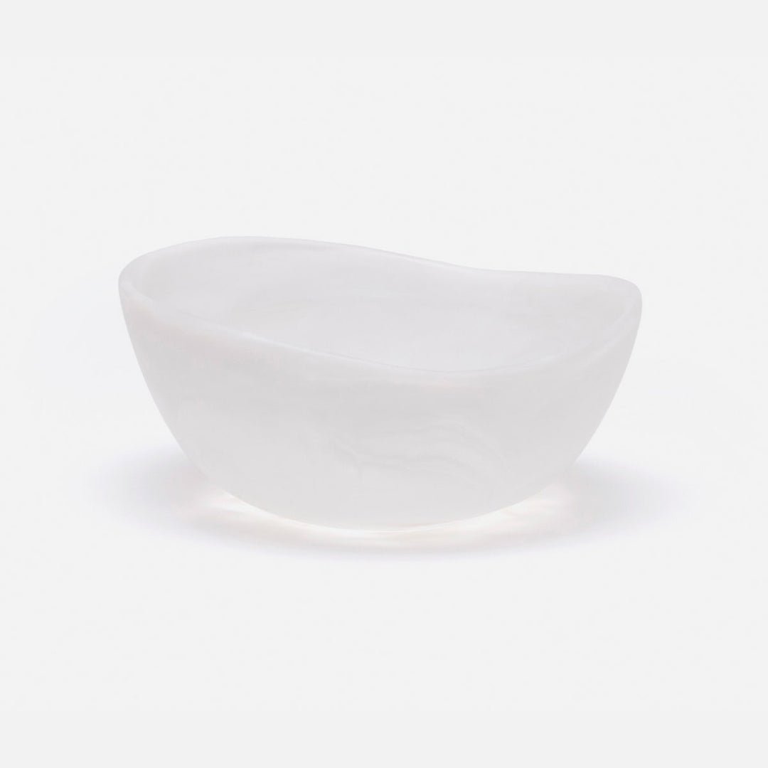 Mazzy White Swirled Serving Bowls Resin Set/2