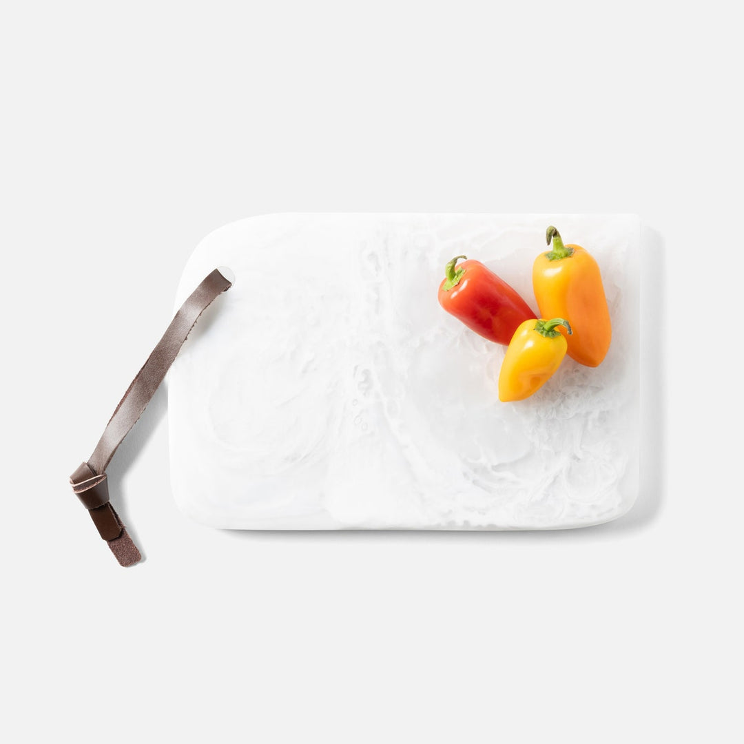 Noah White Swirled Serving Board Resin Small