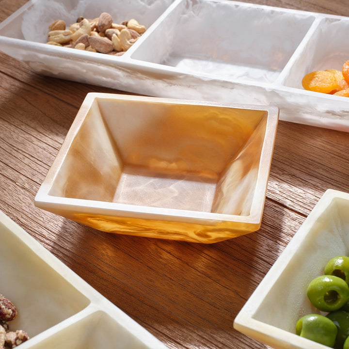 Olena Amber Swirled Snack Bowl Single Resin Pack/4