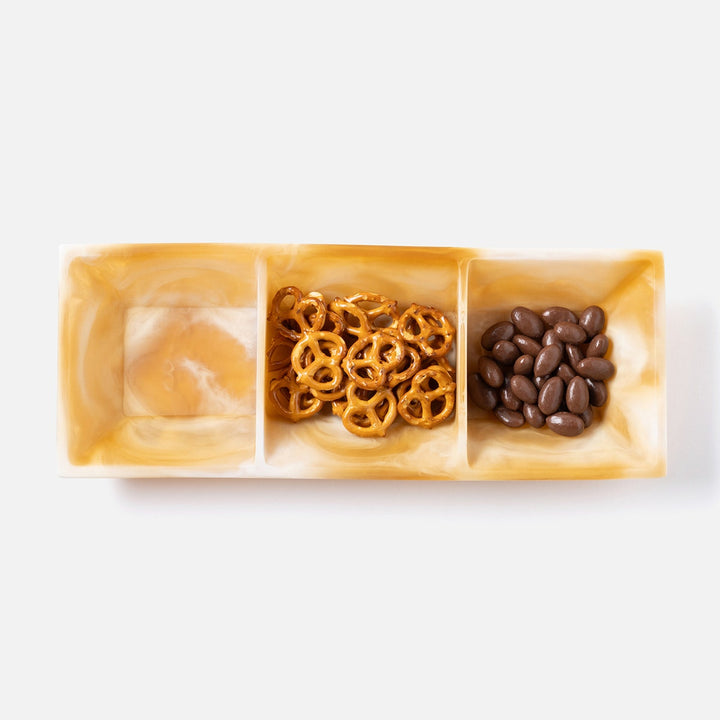 Olena Amber Swirled Snack Bowl Triple Resin