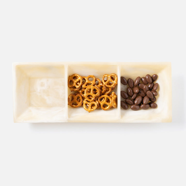 Olena Ivory Swirled Snack Bowl Triple Resin