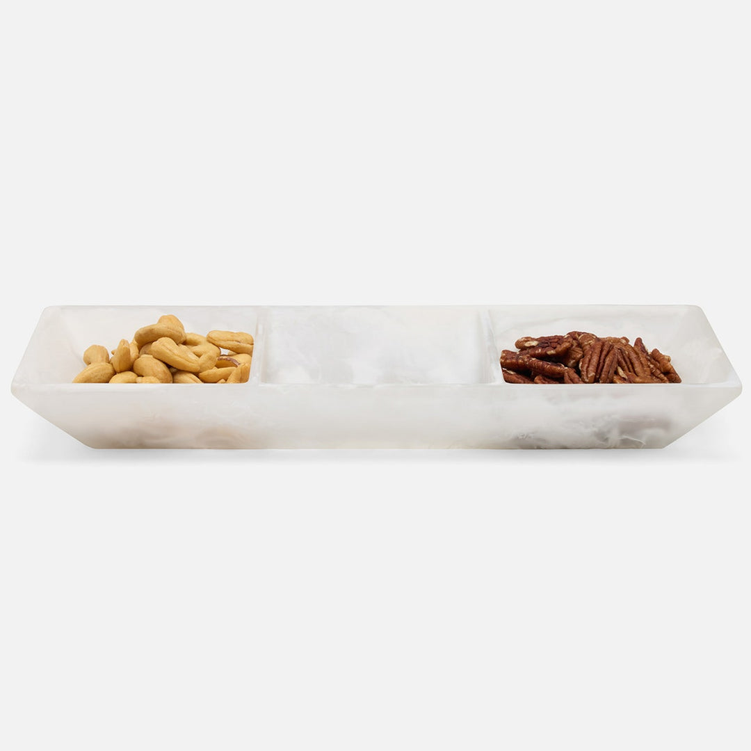 Olena White Swirled Snack Bowl Triple Resin