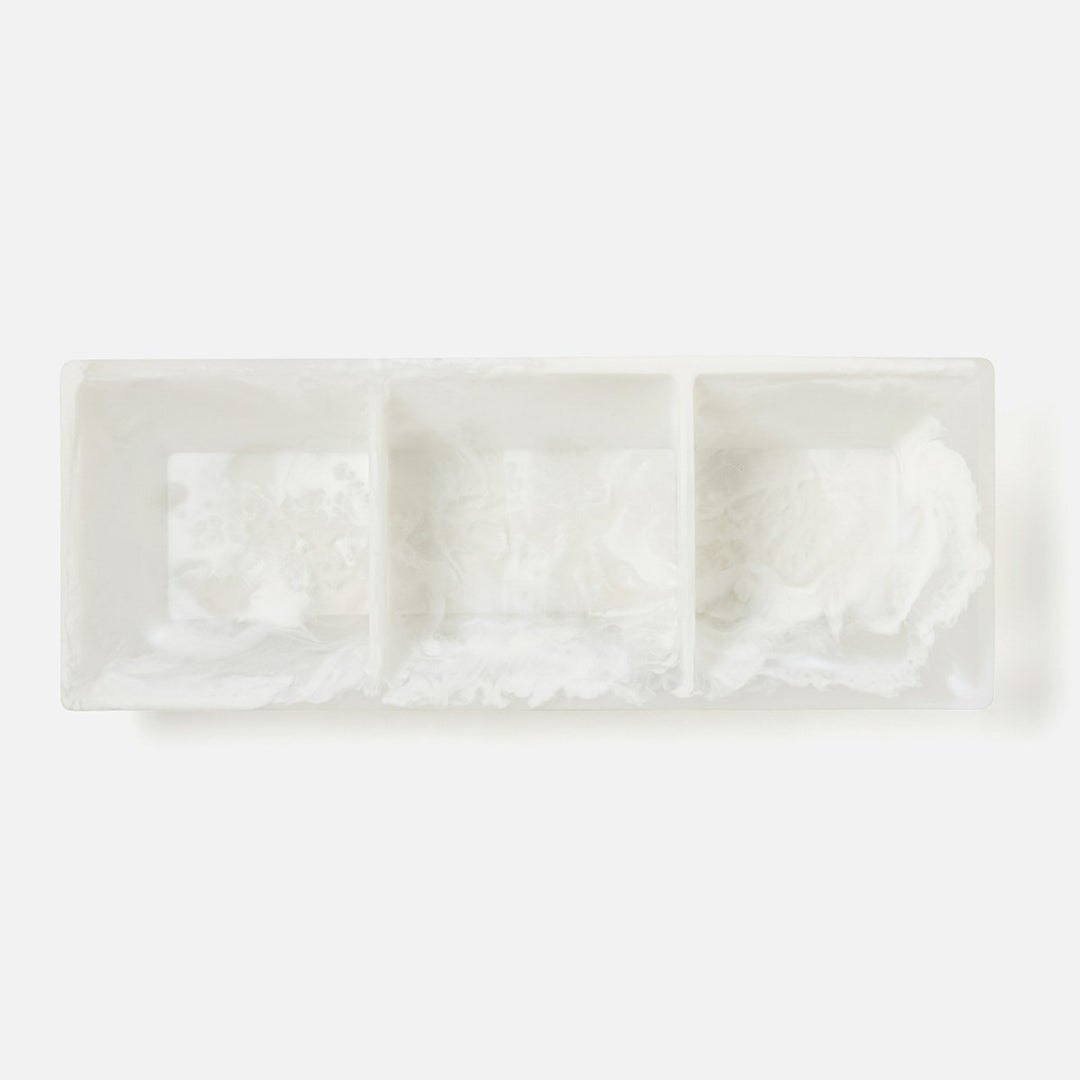 Olena White Swirled Snack Bowl Triple Resin