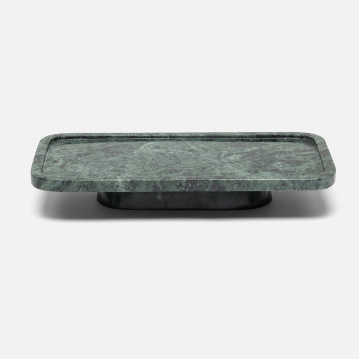 Pietro Dark Jade Rectangular Serving Platters W/ Stand Marble Set/2