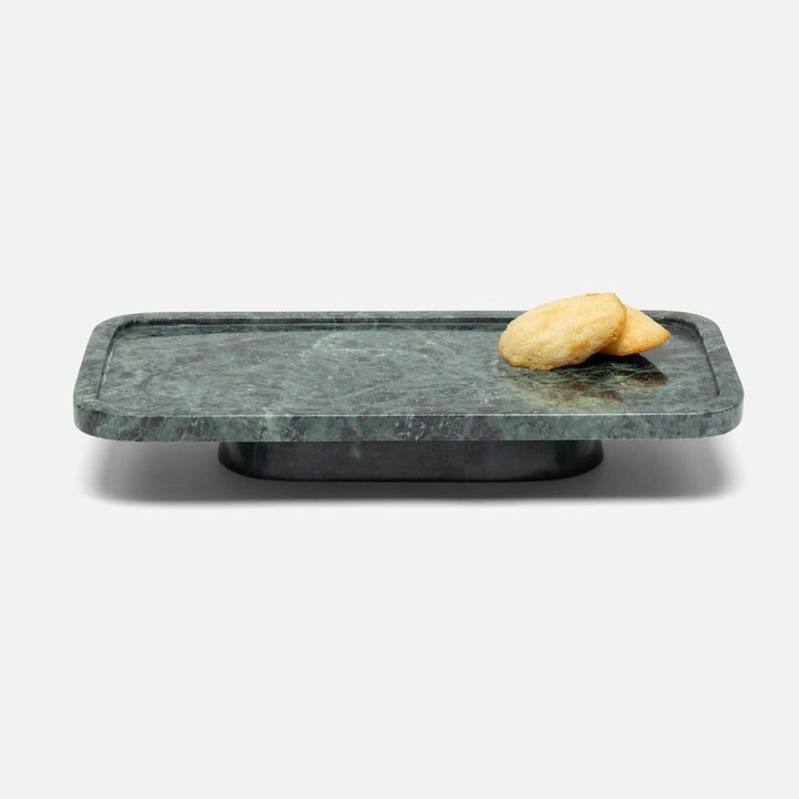 Pietro Dark Jade Rectangular Serving Platters W/ Stand Marble Set/2