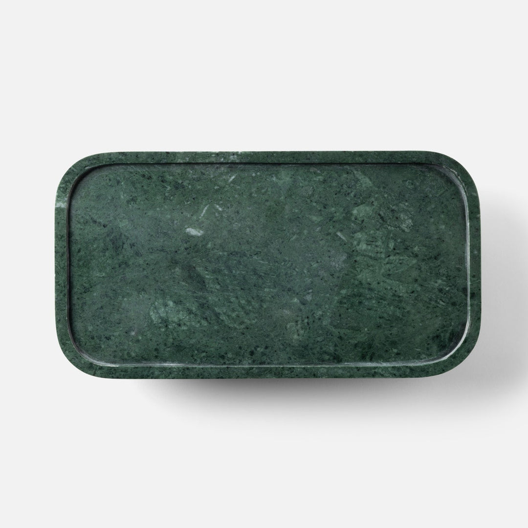 Pietro Dark Jade Rectangular Serving Platters W/ Stand Marble Set/2