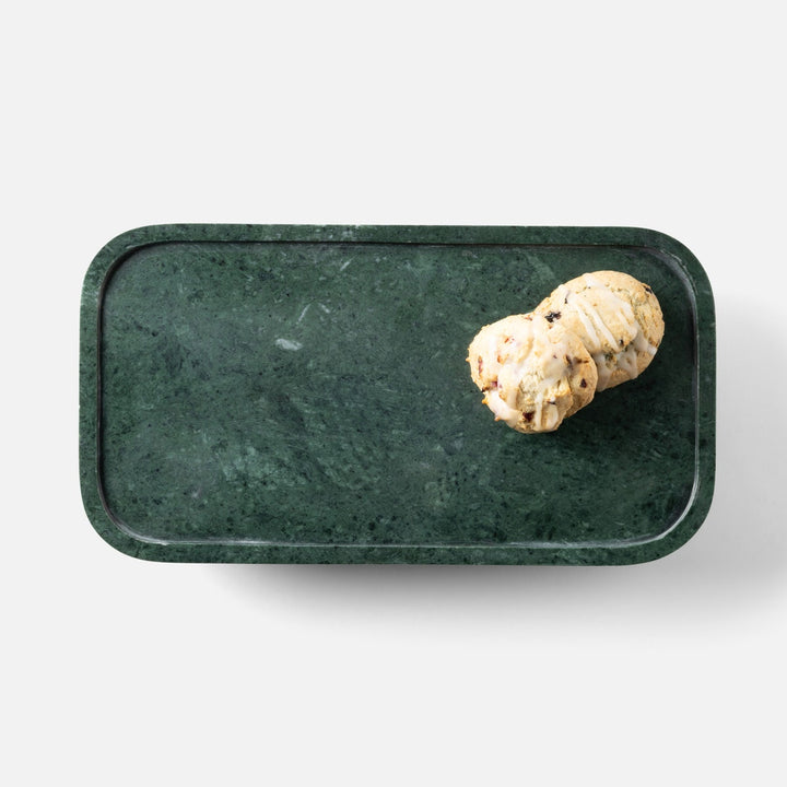 Pietro Dark Jade Rectangular Serving Platters W/ Stand Marble Set/2