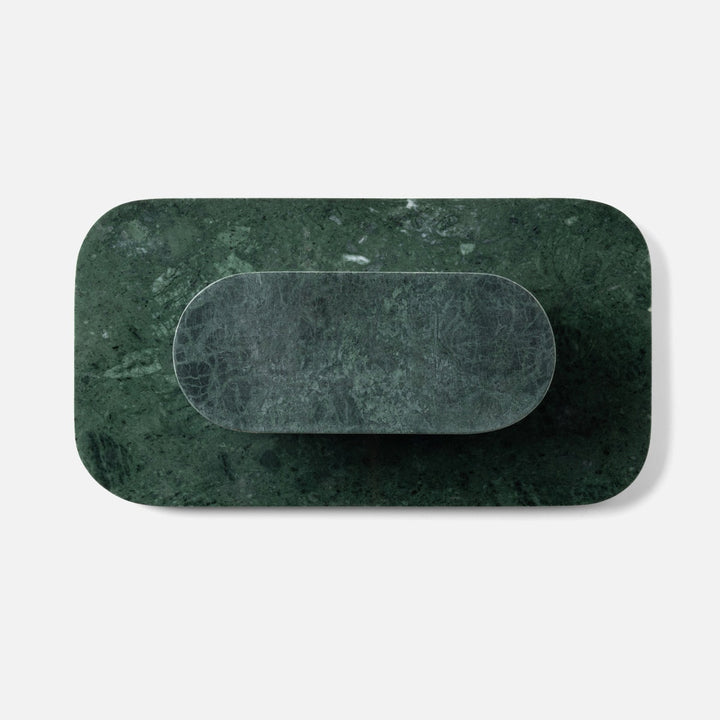 Pietro Dark Jade Rectangular Serving Platters W/ Stand Marble Set/2