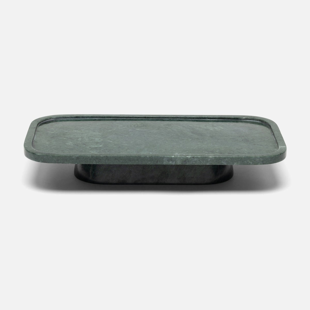 Pietro Dark Jade Rectangular Serving Platters W/ Stand Marble Set/2