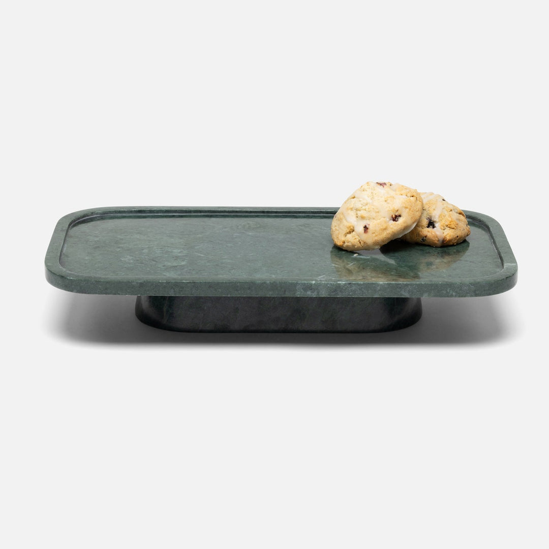 Pietro Dark Jade Rectangular Serving Platters W/ Stand Marble Set/2