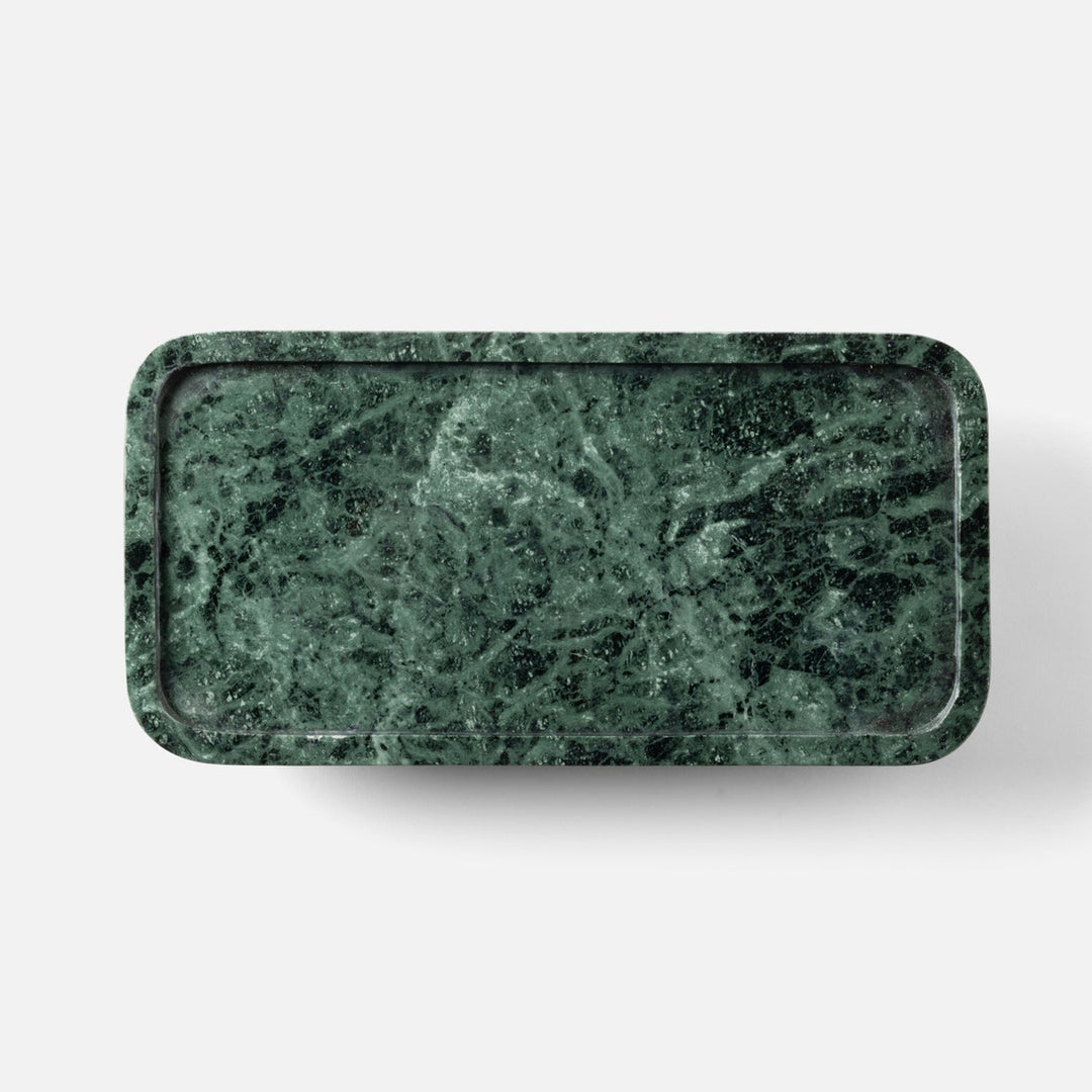 Pietro Dark Jade Rectangular Serving Platters W/ Stand Marble Set/2