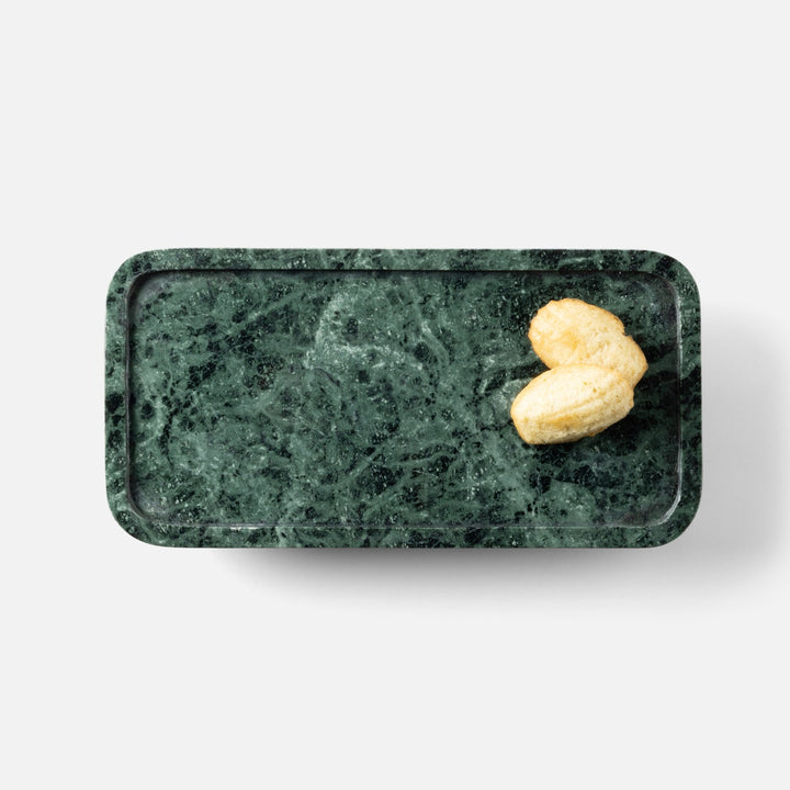 Pietro Dark Jade Rectangular Serving Platters W/ Stand Marble Set/2