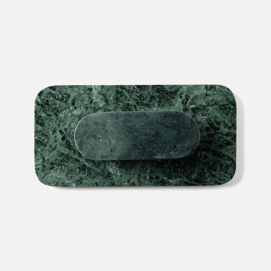 Pietro Dark Jade Rectangular Serving Platters W/ Stand Marble Set/2