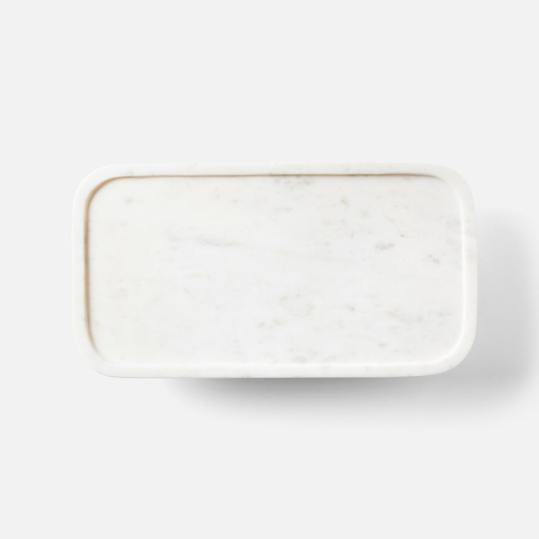 Pietro White Rectangular Serving Platters W/ Stand Marble Set/2
