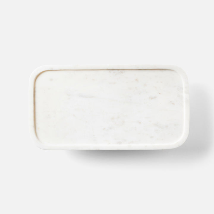 Pietro White Rectangular Serving Platters W/ Stand Marble Set/2