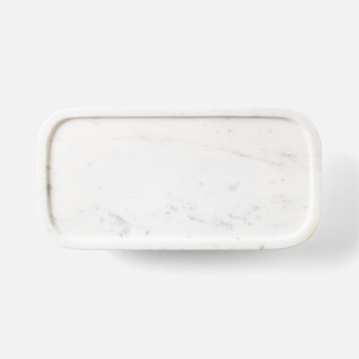 Pietro White Rectangular Serving Platters W/ Stand Marble Set/2