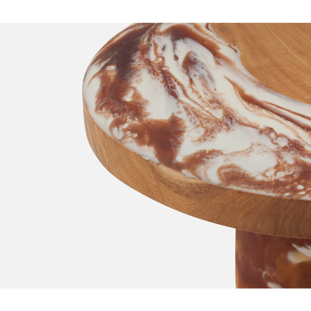 Austin Amber Swirled Cake Stand Resin/Natural Teak Large