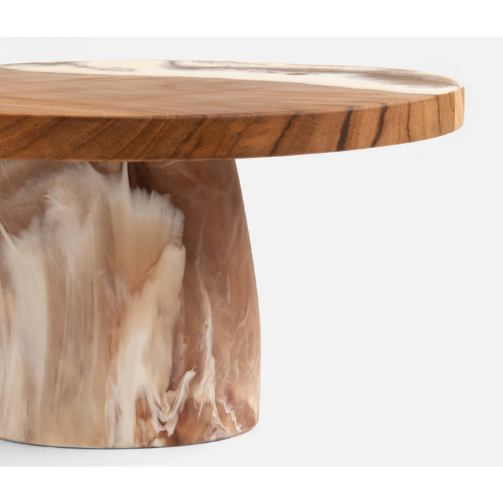 Austin Brown Swirled Cake Stand Resin/Natural Teak Large