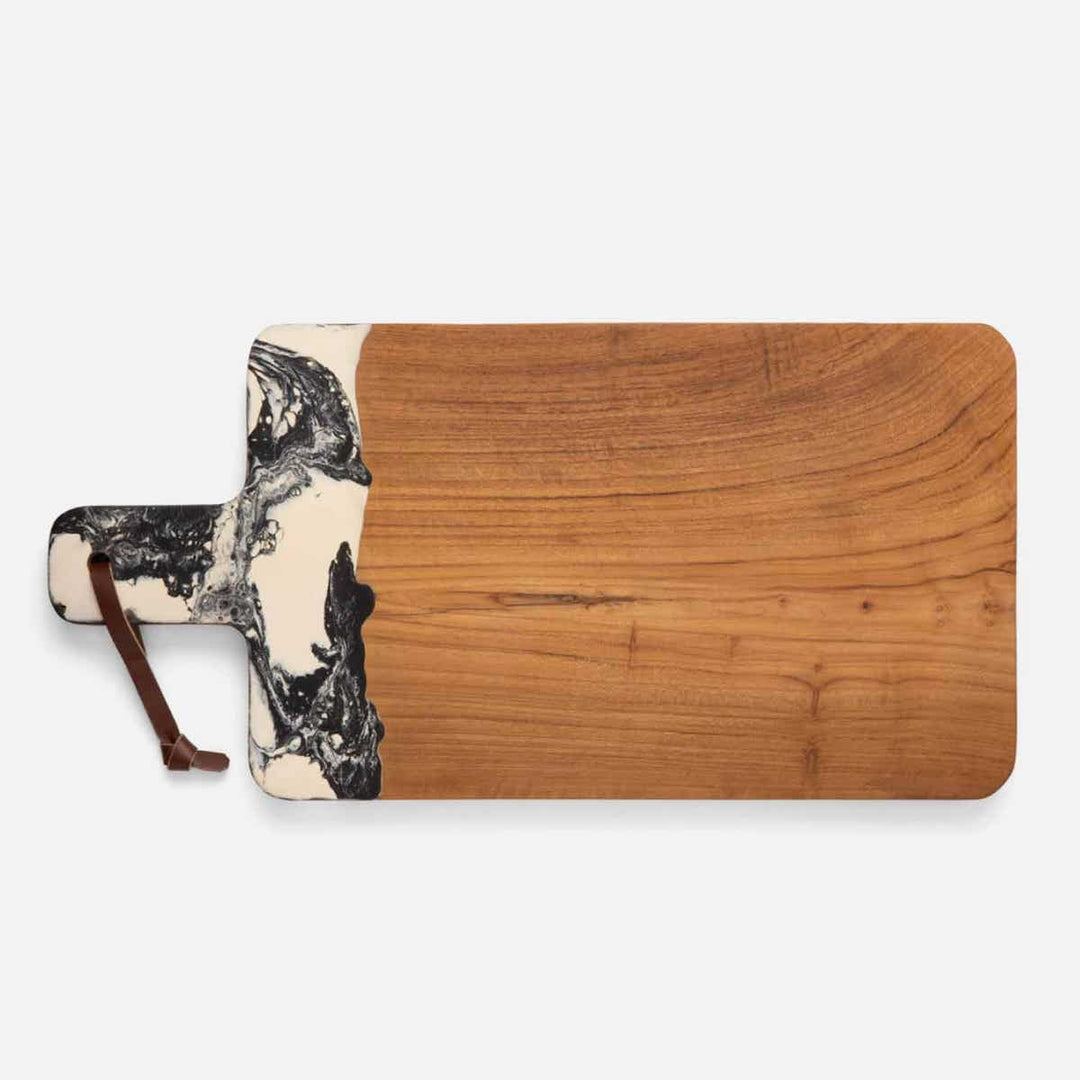 Austin Black Swirled Serving Board Resin/Natural Teak 235X12