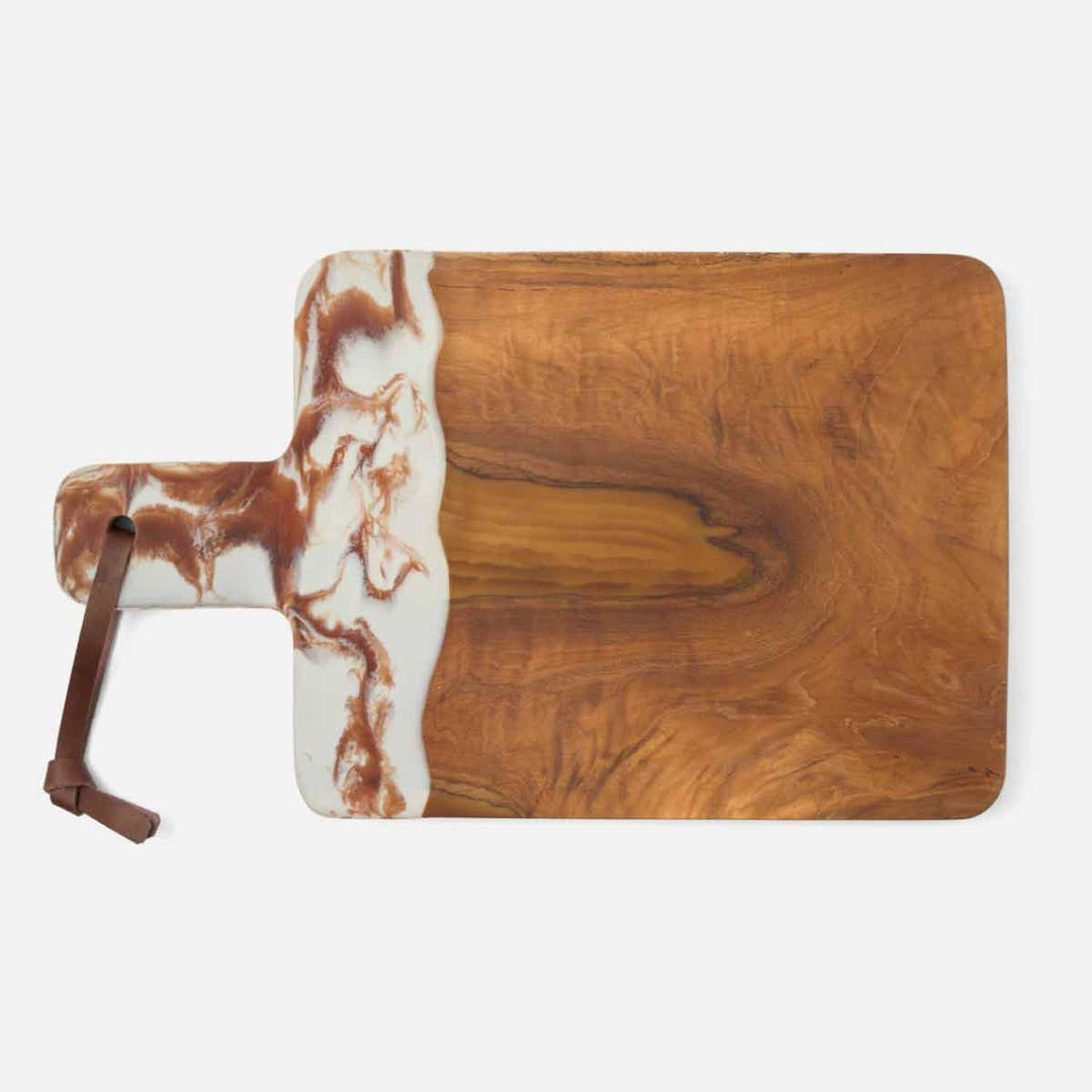 Austin Amber Swirled Serving Board Resin/Natural Teak 195X12