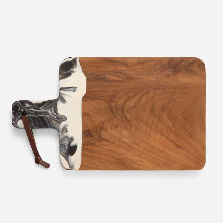 Austin Black Swirled Serving Board Resin/Natural Teak 195X12