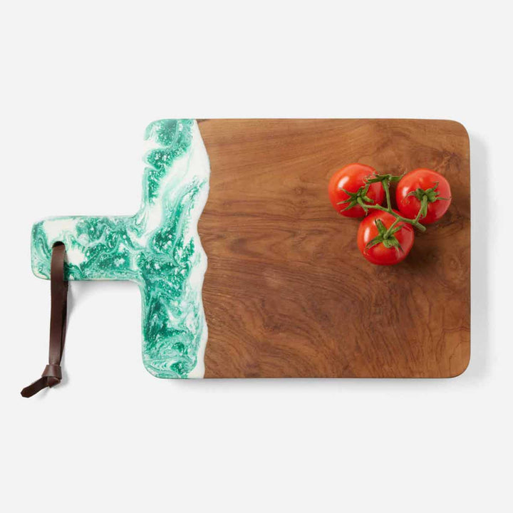 Austin Green Swirled Serving Board Resin/Natural Teak 195X12