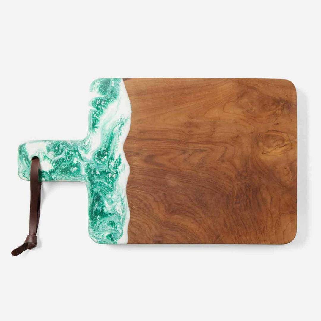 Austin Green Swirled Serving Board Resin/Natural Teak 195X12